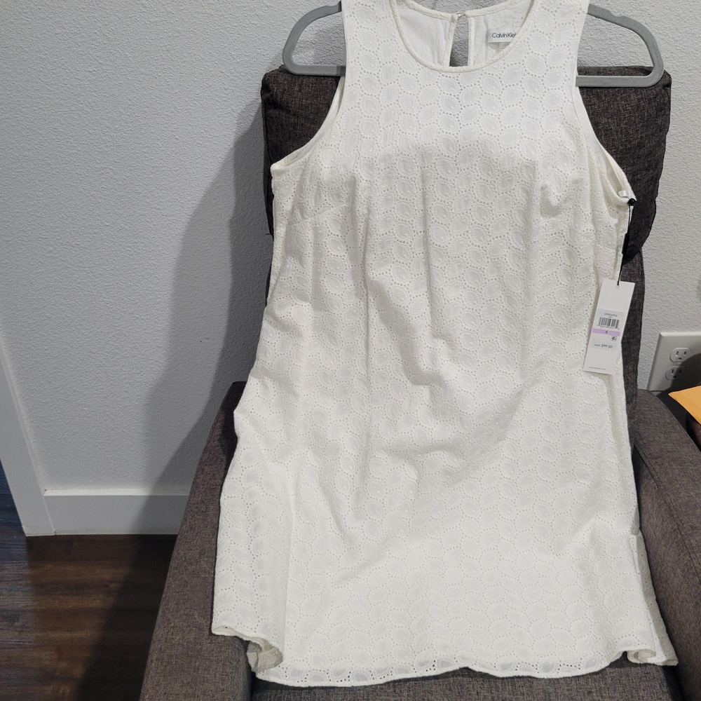 Calvin Klein White Sleeveless Dress